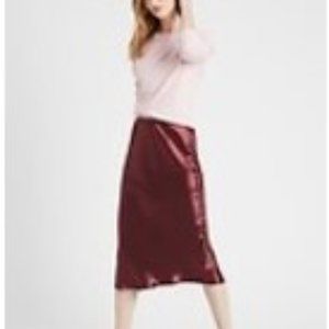 Banana Republic Petite Bias-Cut Burnt Caramel Brown Midi Slip Skirt NWT